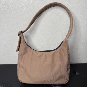 Baggu Cocoa Mini Nylon Shoulder Bag Brown Handbag Purse Lightweight Adjustable
